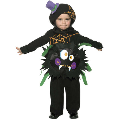 Crazy Spider Costume Kids Black Hooded Tabbard 1