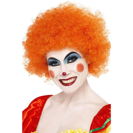 Crazy Clown Wig Orange Curly Afro Adult Costume Accessory 1