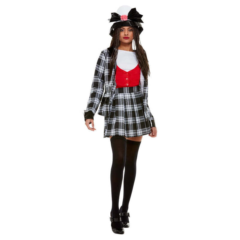 90s Clueless Dionne Costume Adult Black Plaid Jacket Skirt Hat Socks 1