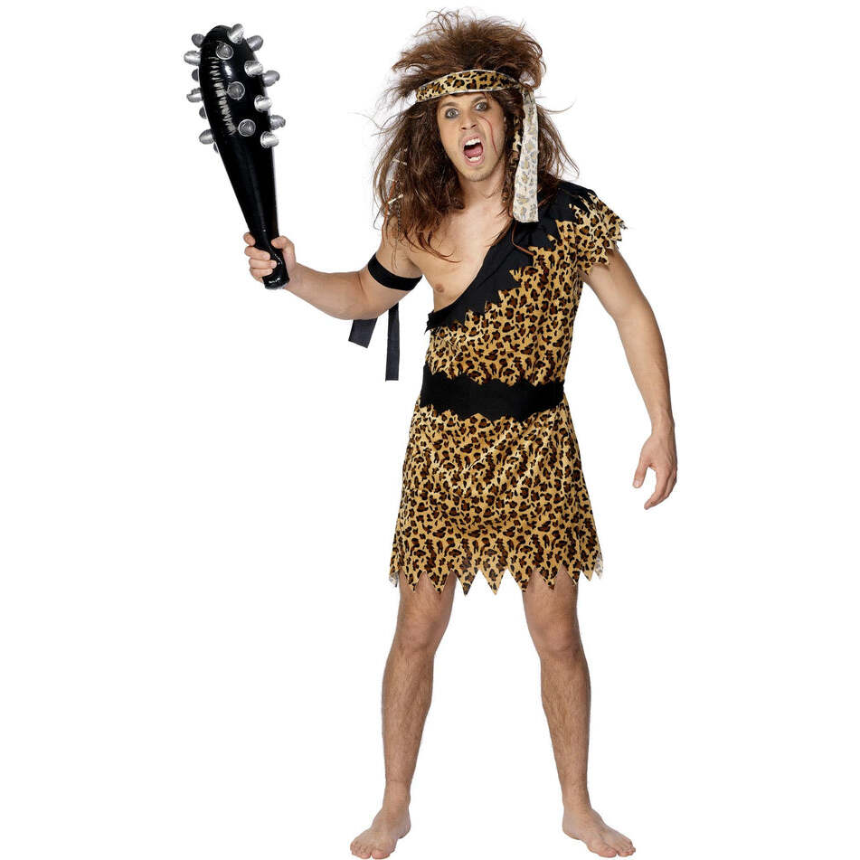 Caveman Costume Adult Brown Tunic Headband and Armband 1