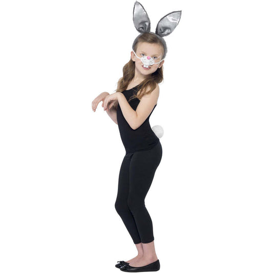 Bunny Kit Kids Grey Ears and Tail White Nose Instant Costume 1