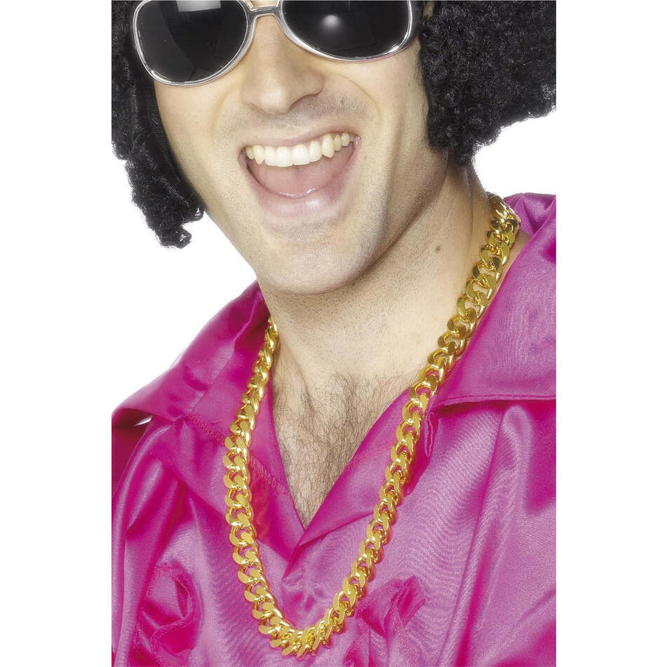 Bling Neckchain Gold Large Links Adult Costume Accessory 1