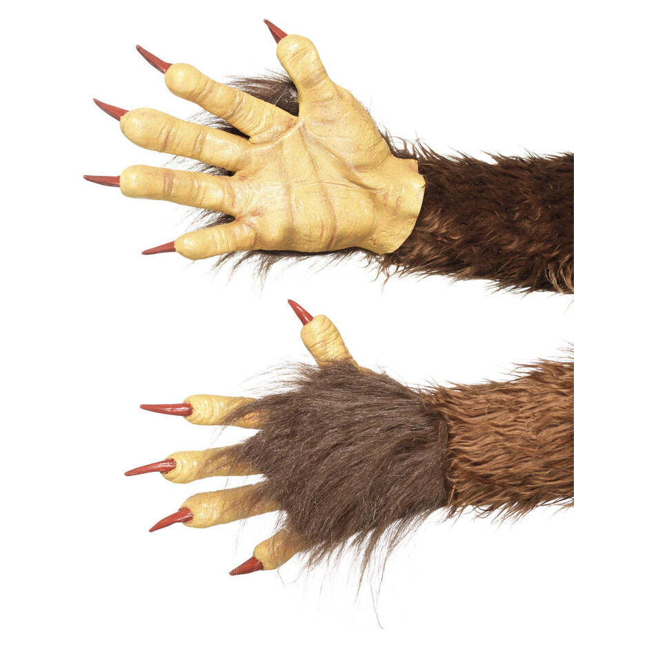 Beast Krampus Demon Gloves Adult Brown Latex with Imitation Fur Costume Accessory 1