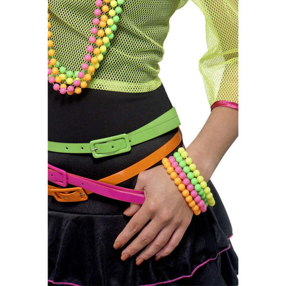 Beaded Bracelets Four Assorted Neon Colours Adult Costume Accessory 1