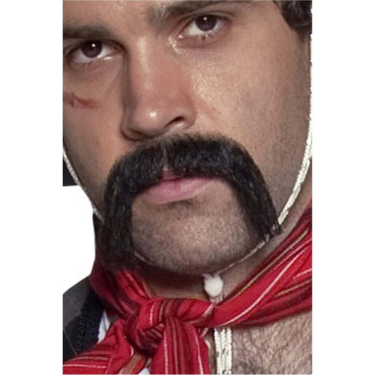 Authentic Western Mexican Handlebar Moustache Adult Black Self Adhesive 1
