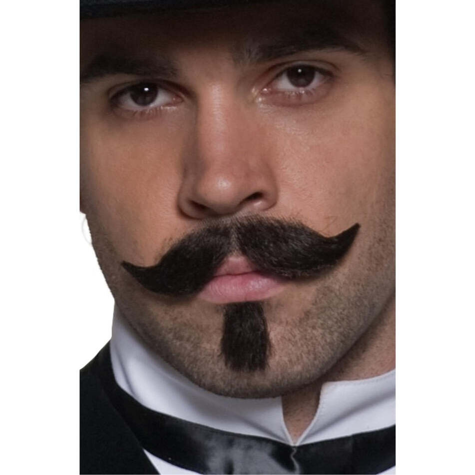 Authentic Western Gambler Moustache Small Beard Brown Adult Costume Accessory 1