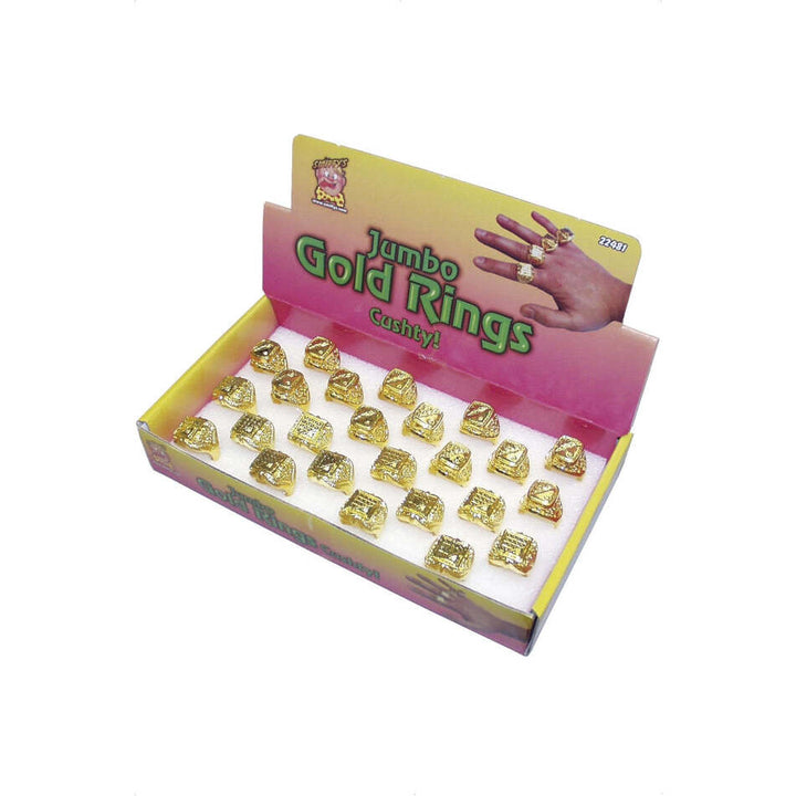 Assorted Rings Box of 24 Gold Adult Costume Accessory 1