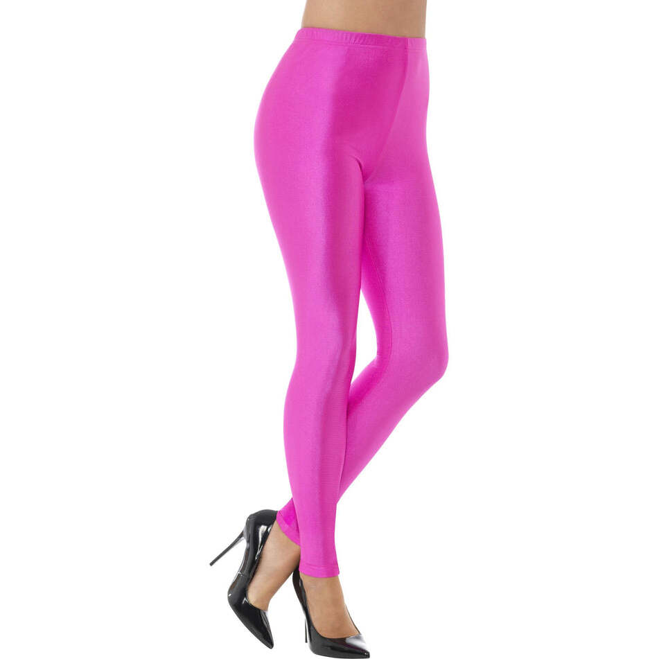 80s Disco Spandex Leggings Neon Pink Adult Costume Accessory 1