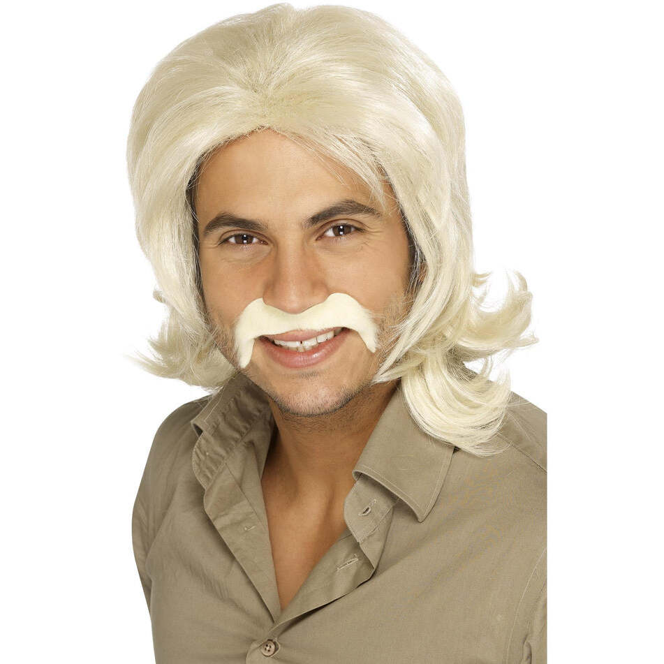70s Retro Wig Blonde Centre Parting Flicked Out Ends Mens Costume Hair 1
