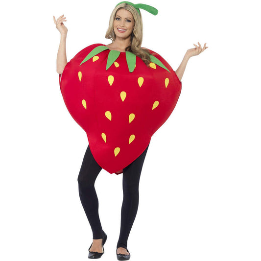 Strawberry Costume Red with Printed Tabard and Green Headpiece 1
