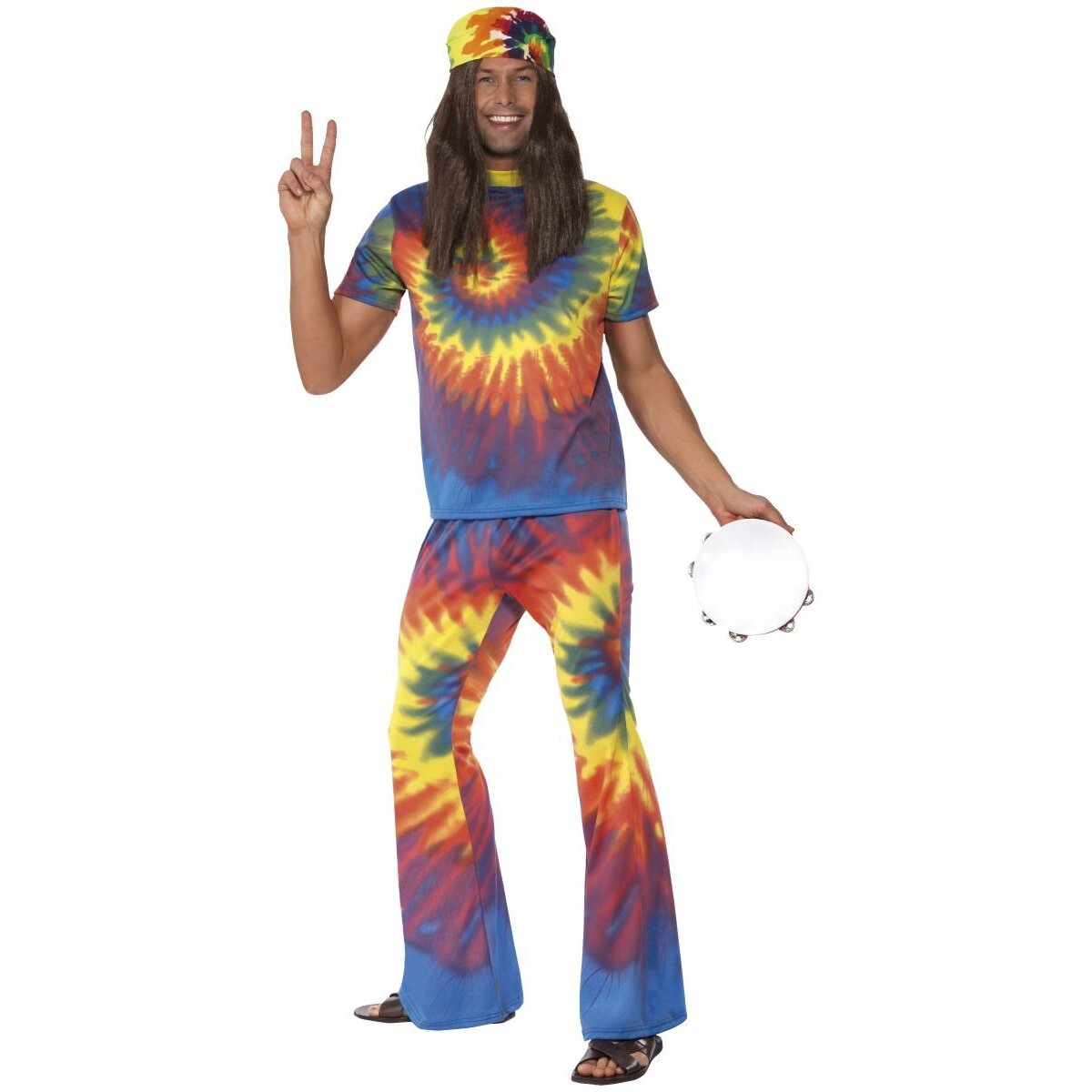 1960s Tie Dye Top and Flared Trousers Adult Rainbow 1