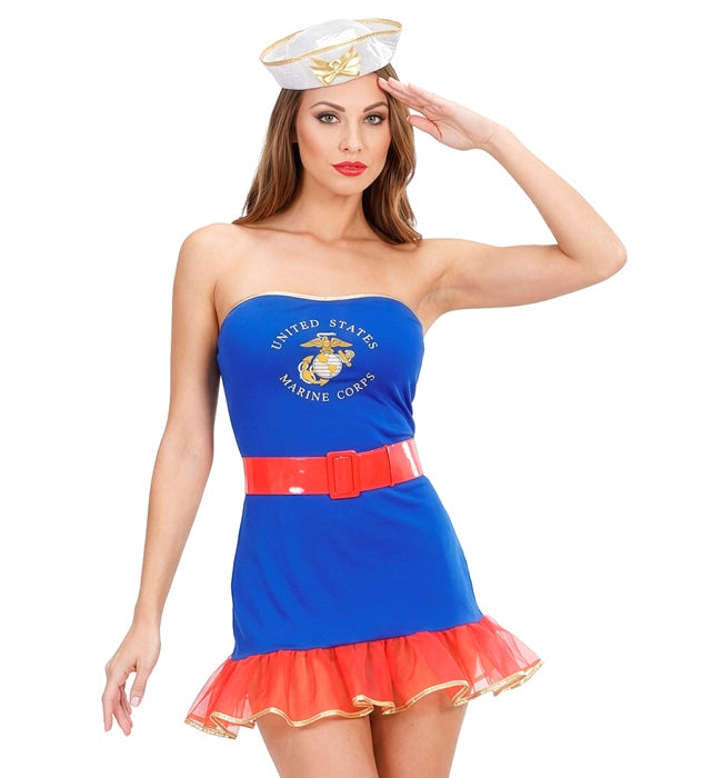 Navy Girl  Dress, Belt, Hat 
