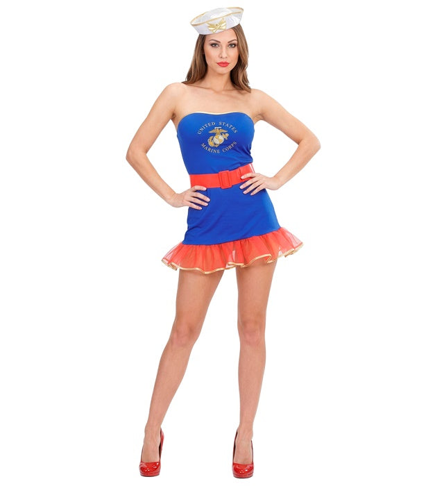 Navy Girl  Dress, Belt, Hat 
