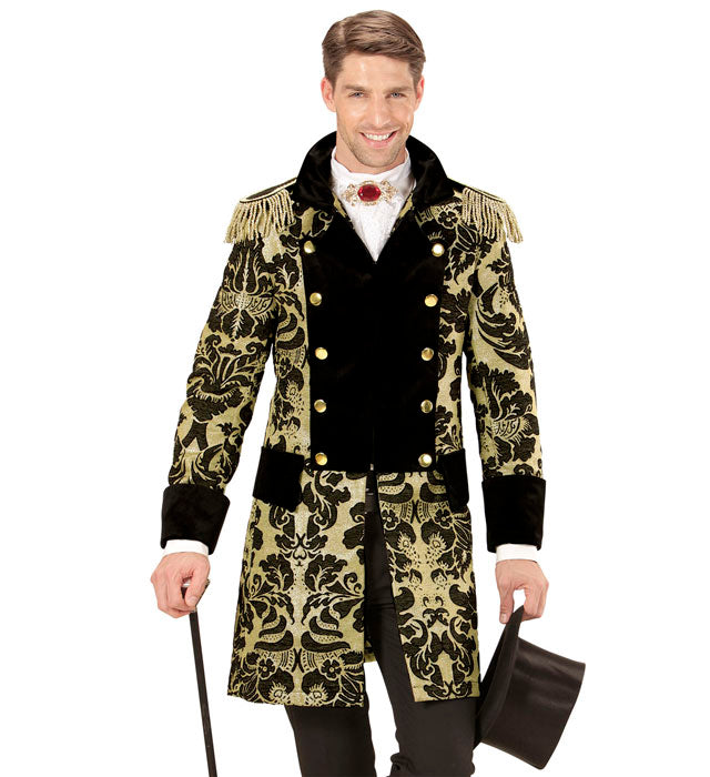 Gold Jacquard Parade Coat For Man