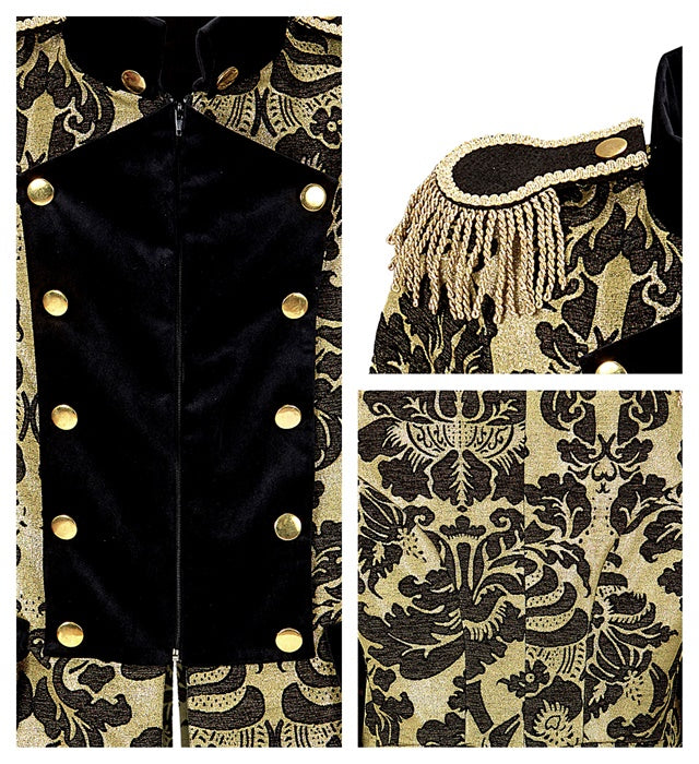 Gold Jacquard Parade Coat For Man