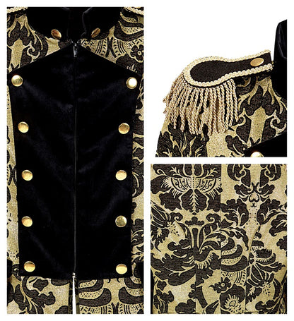 Gold Jacquard Parade Coat For Man