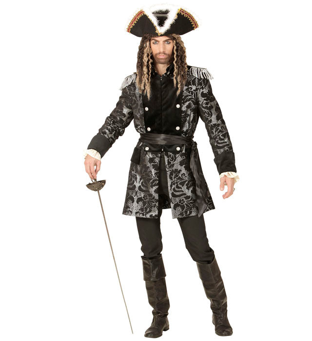 Silver Jacquard Parade Coat For Man