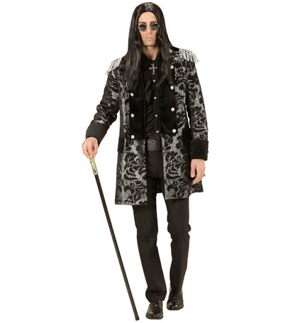 Silver Jacquard Parade Coat For Man