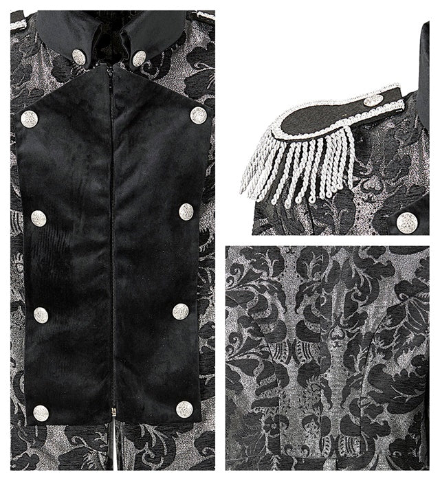 Silver Jacquard Parade Coat For Man