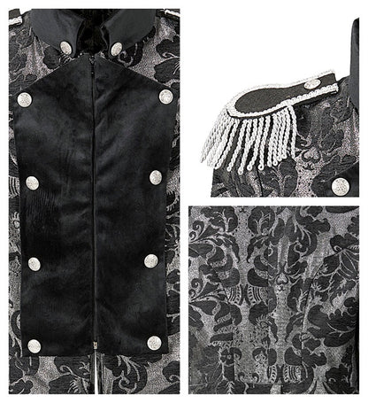 Silver Jacquard Parade Coat For Man