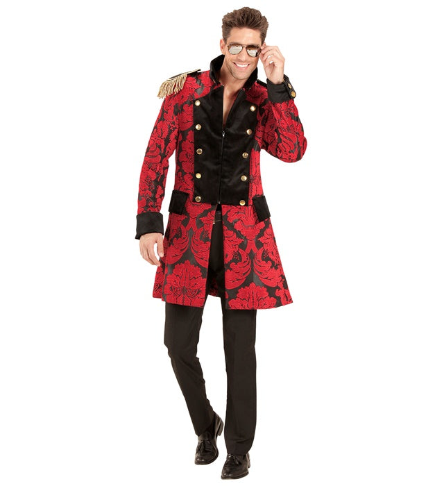 Red Jacquard Parade Coat For Man