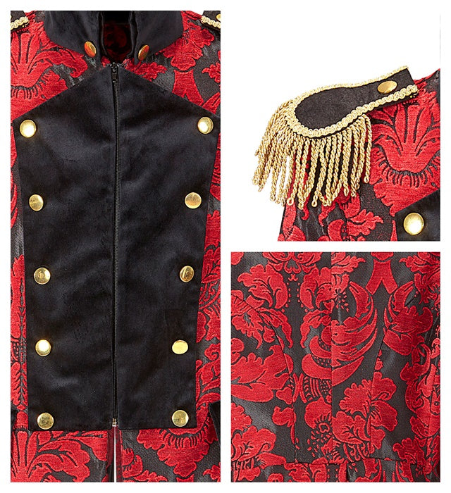 Red Jacquard Parade Coat For Man