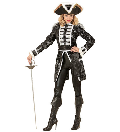 Silver Jacquard Parade Coat For Woman