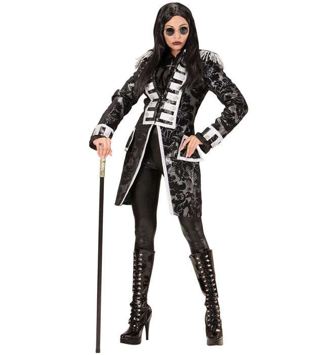 Silver Jacquard Parade Coat For Woman