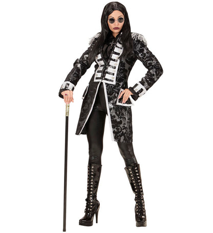 Silver Jacquard Parade Coat For Woman