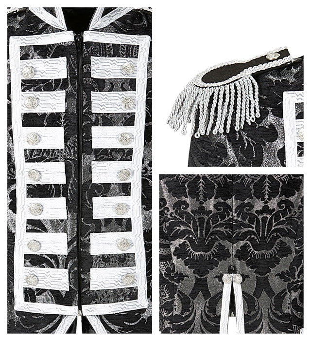 Silver Jacquard Parade Coat For Woman
