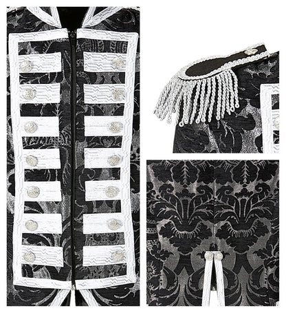 Silver Jacquard Parade Coat For Woman