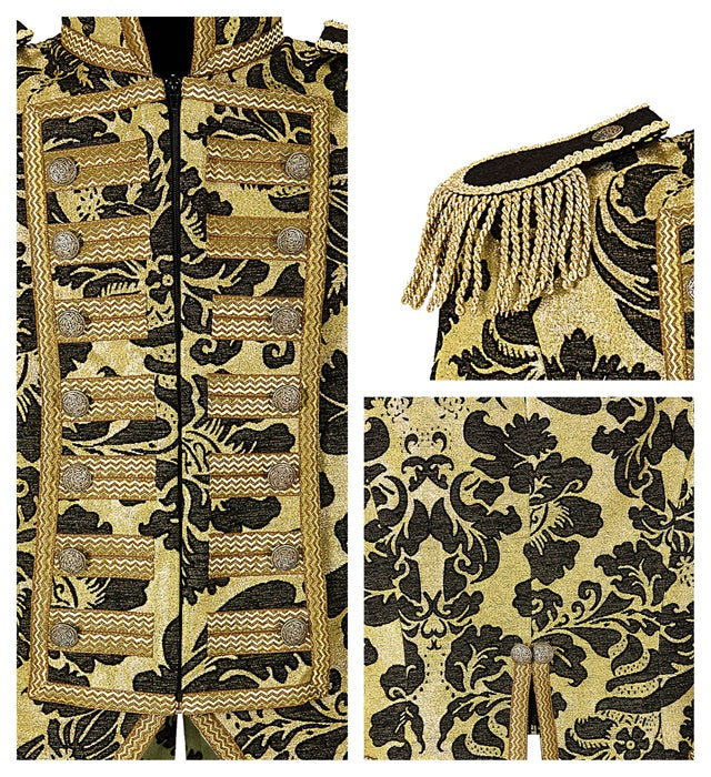 Gold Jacquard Parade Coat For Man
