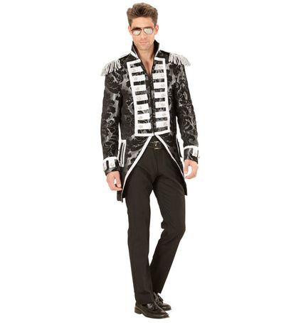 Silver Jacquard Parade Coat For Man