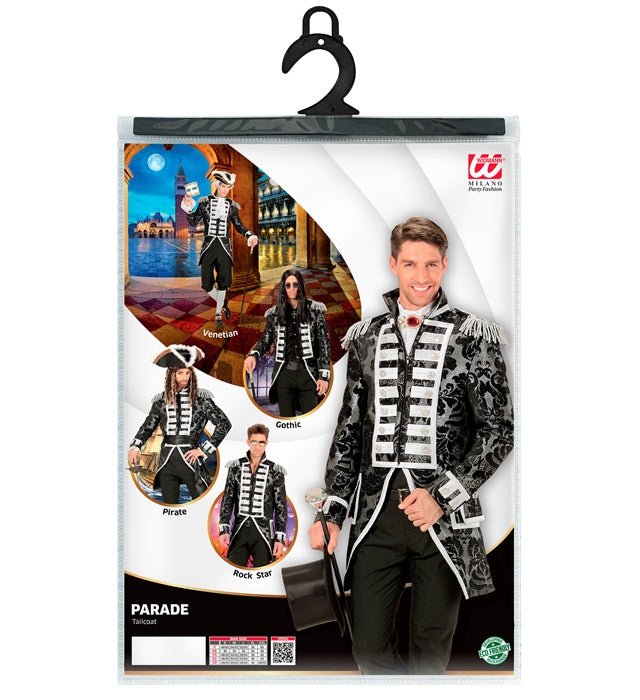 Silver Jacquard Parade Coat For Man