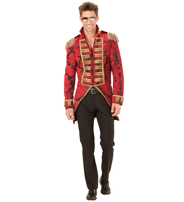 Red Jacquard Parade Coat For Man