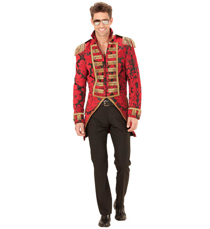 Red Jacquard Parade Coat For Man