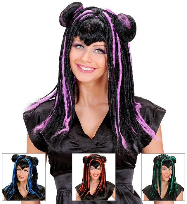 Mitsuko Wig In Polybag - 4 Colors Ass.: Red, Blue, Purple, Green
