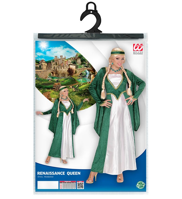 Renaissance Queen Velvet - Green -  Dress, Headpiece 