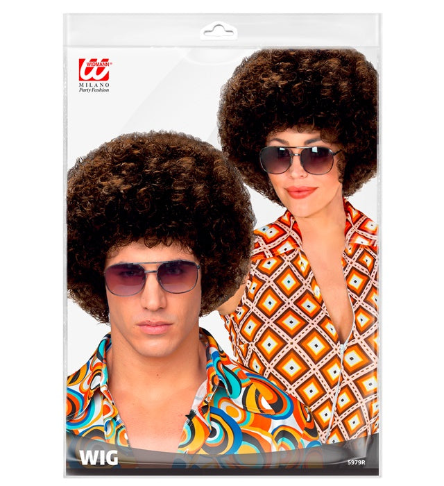 Brown Unisex 70S Disco Wig In Polybag