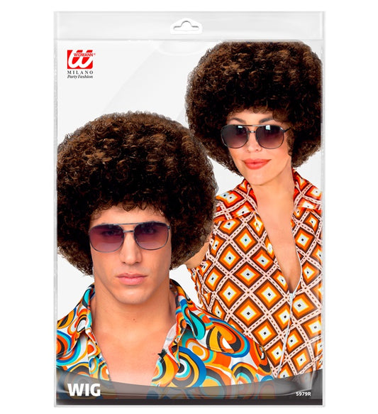 Brown Unisex 70S Disco Wig In Polybag