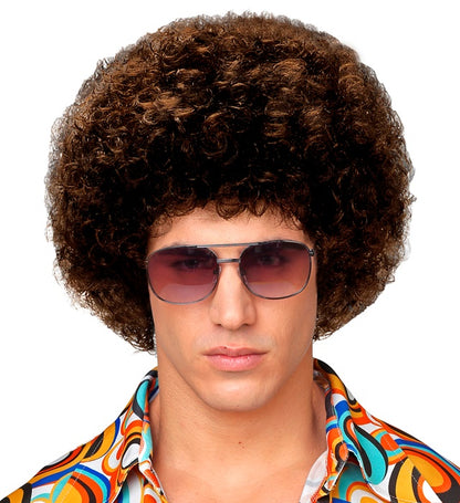 Brown Unisex 70S Disco Wig In Polybag