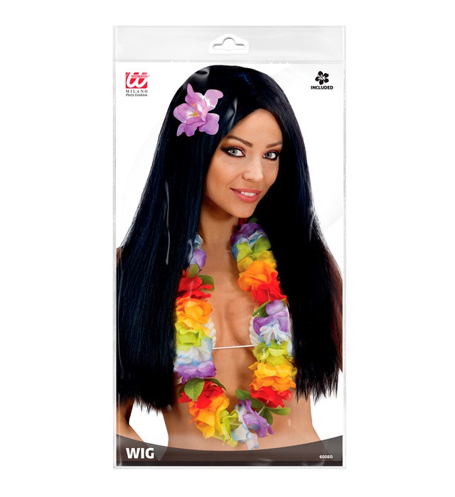 Hawaiian Wig With Orchid In Polybag