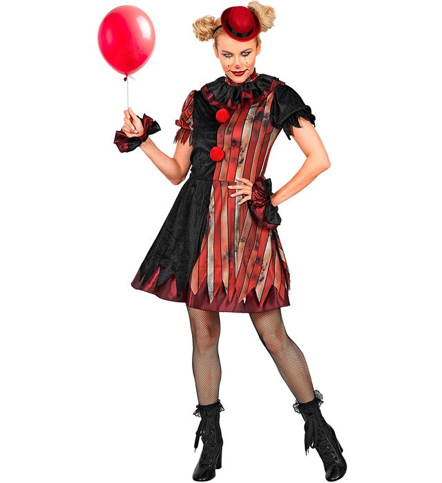 Wicked Clown  Dress, Pettiskirt, Ruff, Cuffs, Mini Hat 
