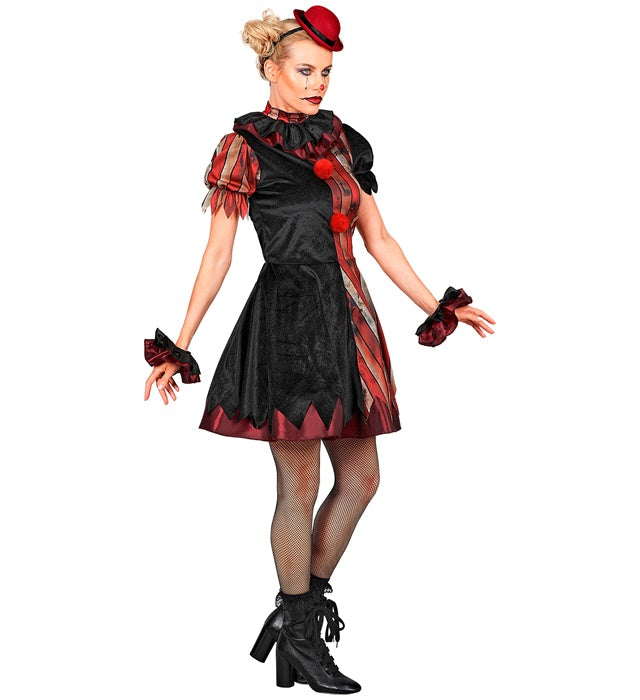Wicked Clown  Dress, Pettiskirt, Ruff, Cuffs, Mini Hat 