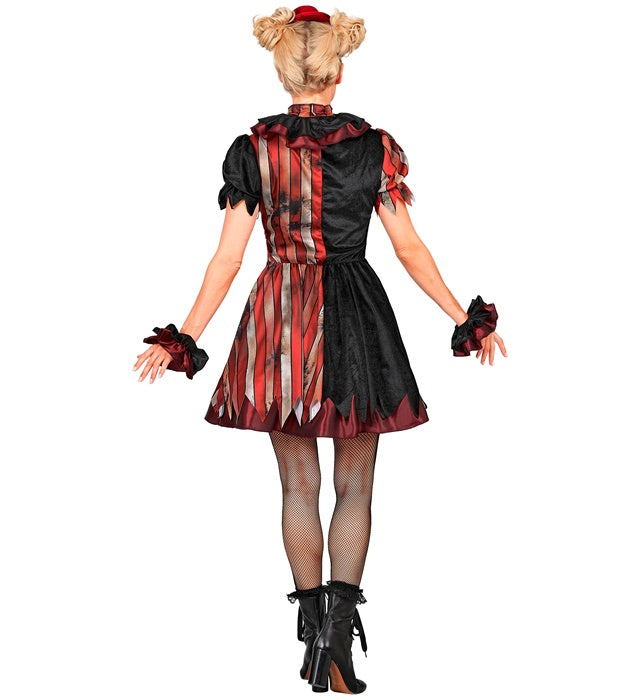 Wicked Clown  Dress, Pettiskirt, Ruff, Cuffs, Mini Hat 