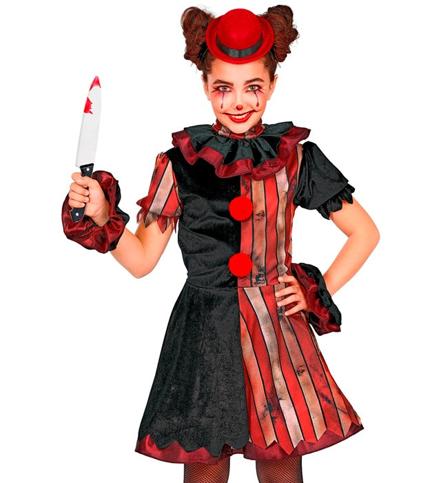 Wicked Clown  Dress, Pettiskirt, Ruff, Cuffs, Mini Hat 