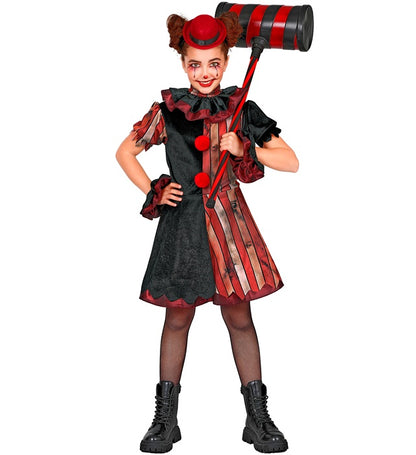 Wicked Clown  Dress, Pettiskirt, Ruff, Cuffs, Mini Hat 