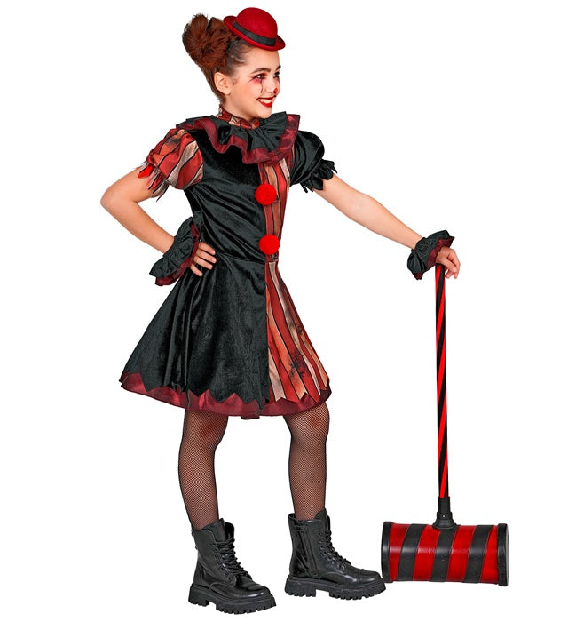 Wicked Clown  Dress, Pettiskirt, Ruff, Cuffs, Mini Hat 