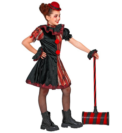 Wicked Clown  Dress, Pettiskirt, Ruff, Cuffs, Mini Hat 