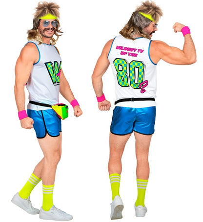 The 80S Aerobic Star  Tank Top, Shorts, Headband, Wristbands, Socks  
